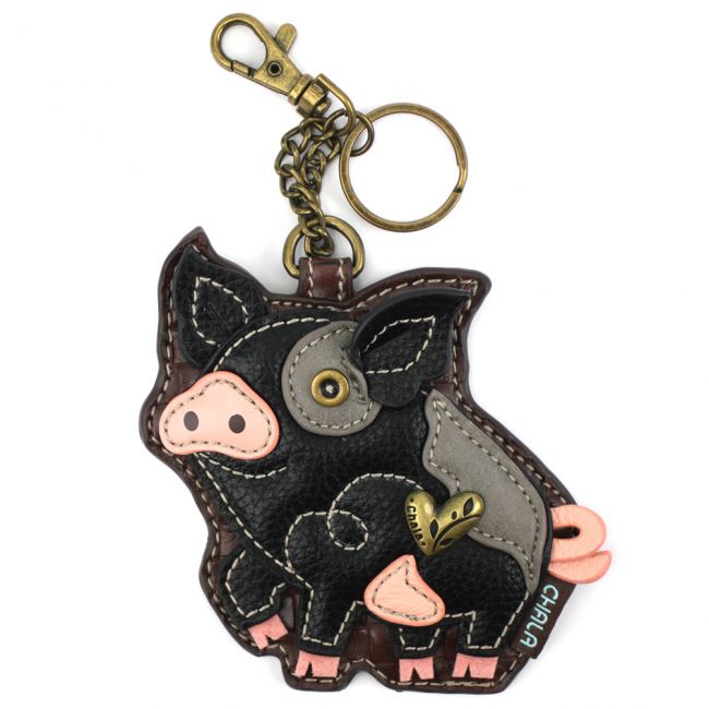 Chala Black Pig Keyfob, Coin Purse, Purse Charm. Adorable