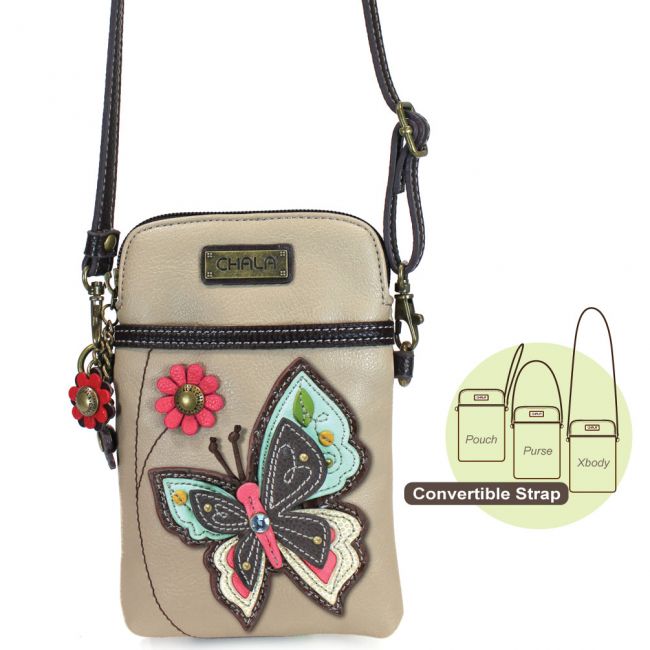 Chala Butterfly Cellphone Ivory Butterfly Crossbody or Wristlet  - the cutest cellphone case you will ever own. The perfect gift for butterfly and nature lovers. 