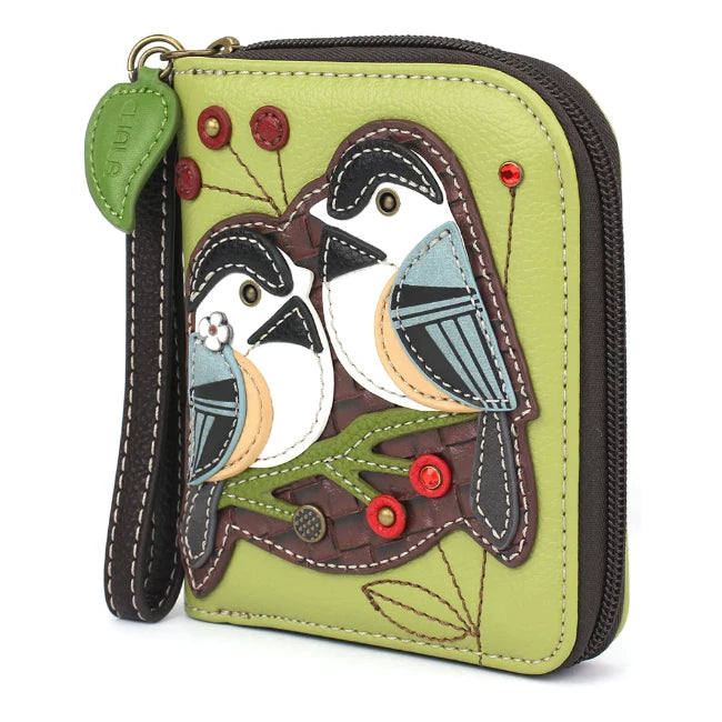 Our Chala Chickadee Zip Around Wallet Wristlet is the perfect gift for bird lovers. 