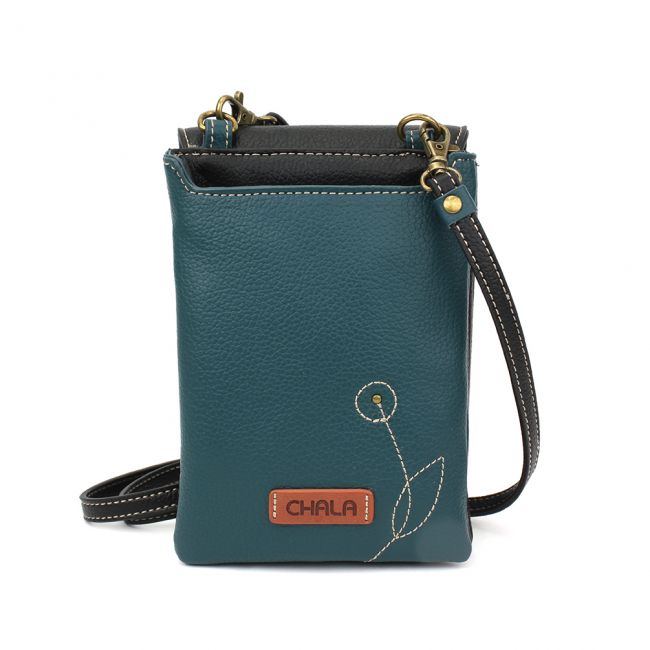 Chala Criss Crossbody Dragonfly is Exquisitely detailed embroidery Dragonfly design Dual sided design to match any outfit or mood Main pocket features a flap top with magnetic button closure Front zip-down pocket for easy access to RFID protected Credit Card slots Rear slide pocket