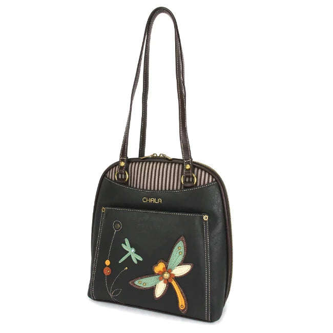 Our beautiful Chala Dragonfly Backpack is the most unique purse you'll ever own. So versatile and can be worn many different ways. The handbag for dragonfly lovers and lovers of nature.  