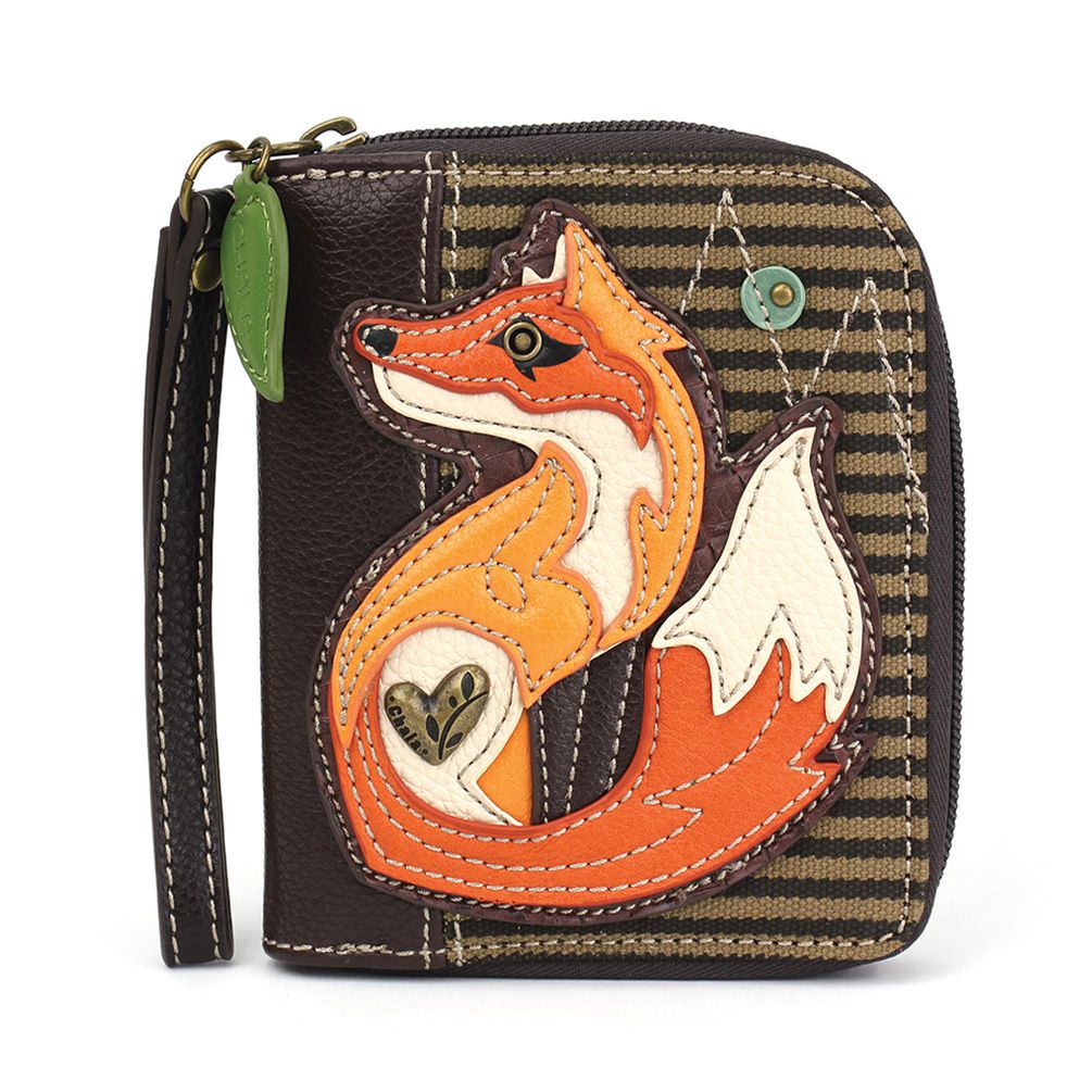 Chala Fox Wallet is the perfect gift for fox lovers. This wallet with zipper and wristlet is a wonderful present for animal lovers.