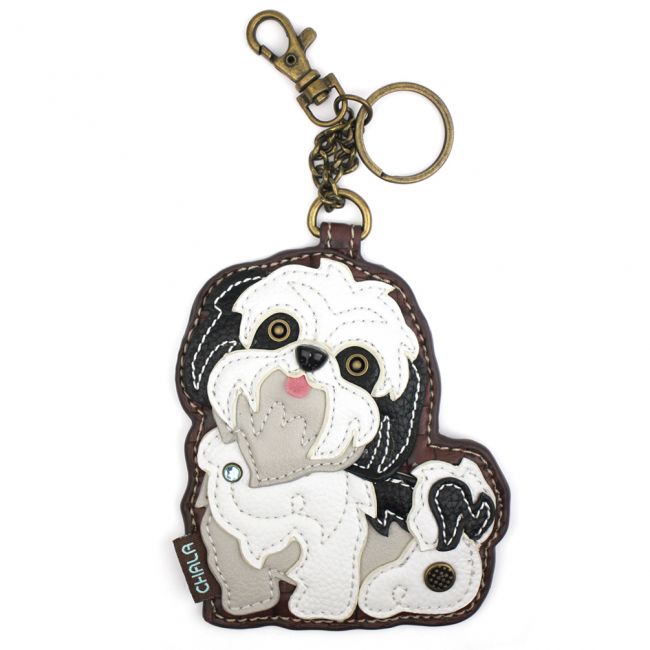 Chala White Shih Tzu Keyfob, coin purse, purse charm. The perfect gift for dog and Shih Tzu lovers.