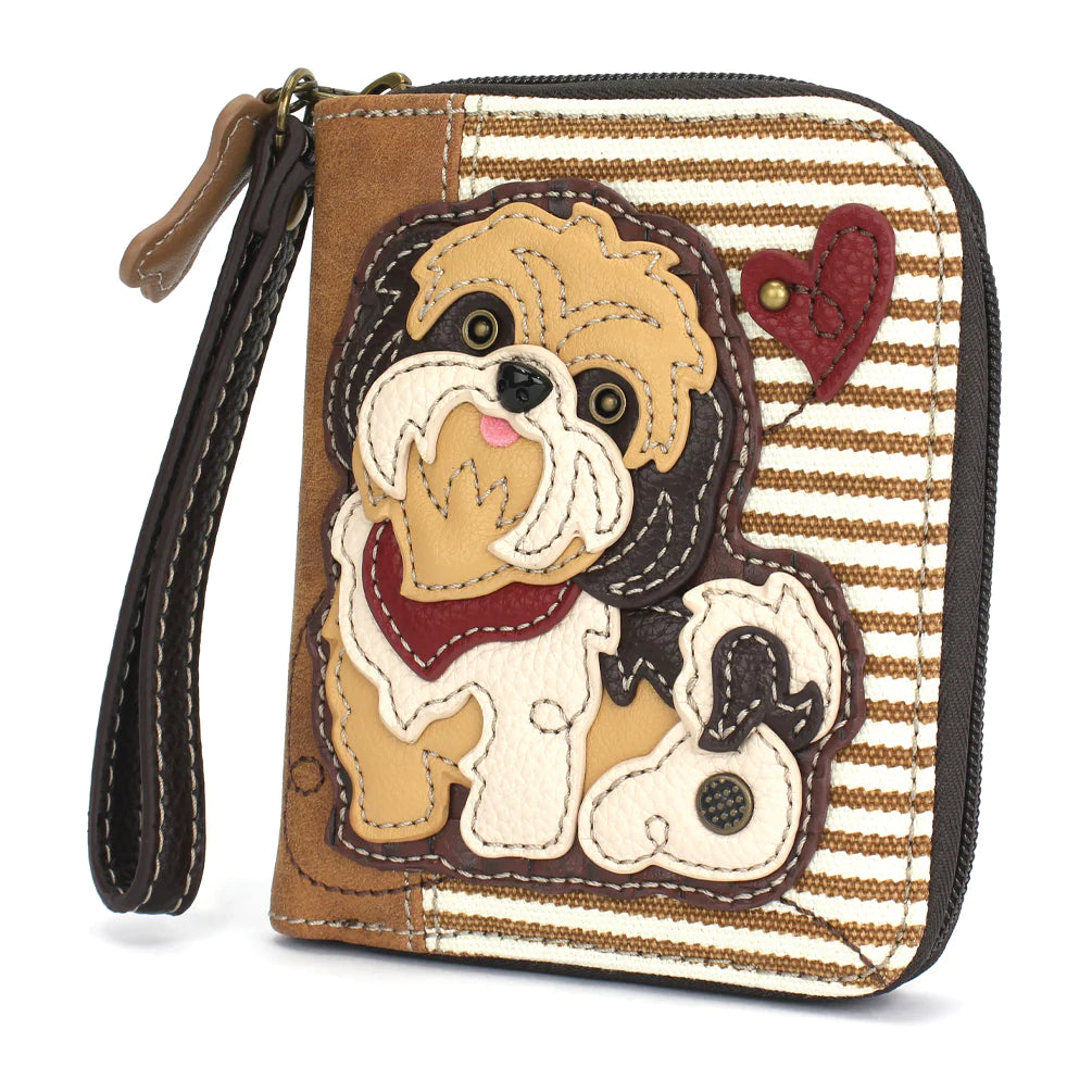 Chala Shih Tzu Zip Around Wallet is the perfect wallet wristlet for any dog lover. 