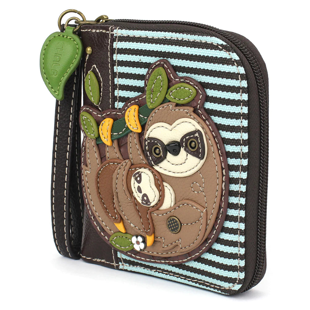 Chala Zip Around Sloths Wallet Wristlet is the perfect gift for Sloth lovers.