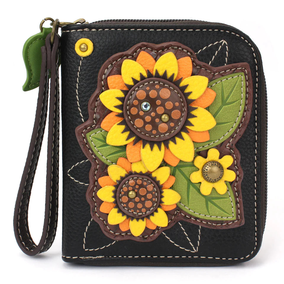 Chala Sunflowers Zip Around Wallet is perfect for nature and sunflower lovers.
