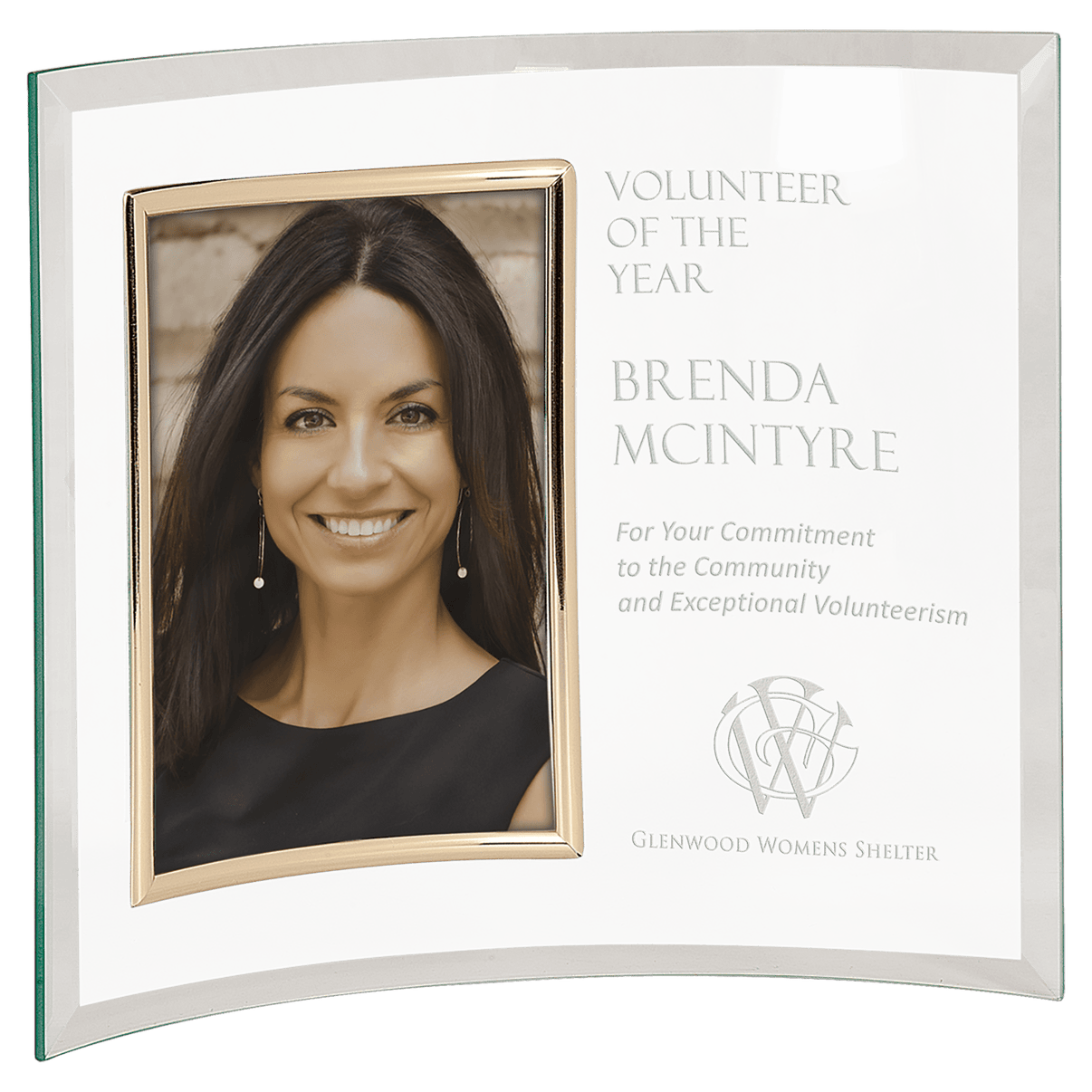 Engraved Curved Glass Picture Frame Enchanted Memories, Custom Engraving Enchanted Memories