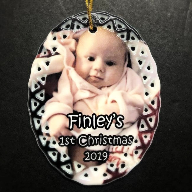 Custom Baby's First Christmas Ornament with Baby Picture Newborn Child Gift for Mom Baby Photo Gift for Grandparent