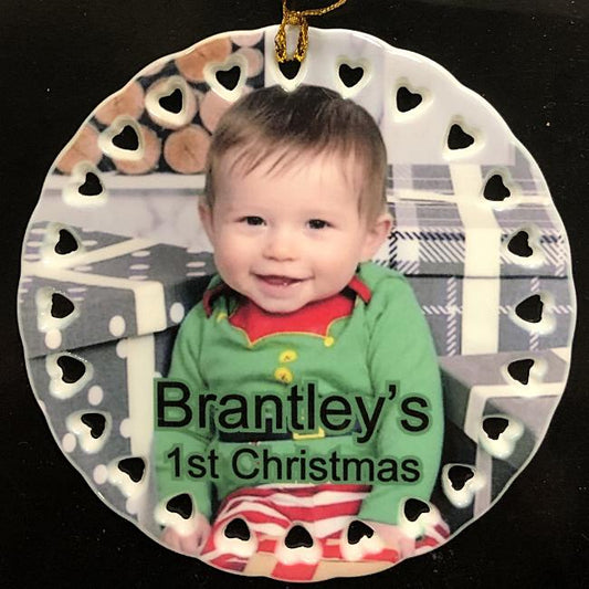 Custom Baby's First Christmas Ornament with Picture Newborn Child Gift for Mom Baby Photo Gift for Grandparent