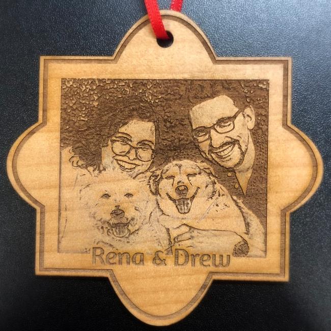 Custom Dog Lovers Wooden Ornament with your Favorite Photograph engraved right into the solid wood. The perfect gift for pet lovers | Enchanted Memories, Custom Engraving & Unqiue Gifts