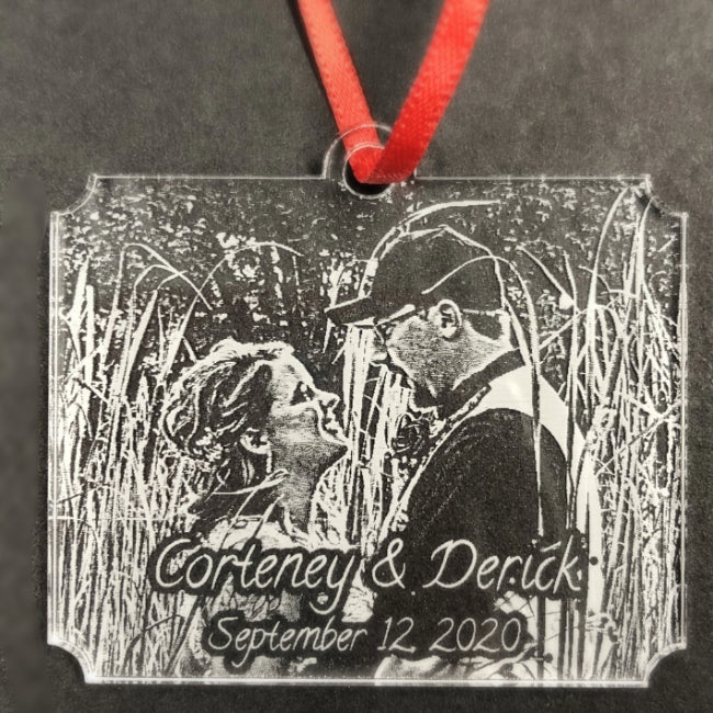 Custom Engagement Photo Ornaments Engraved with Your Special Picture Perfect Personalized Gifts for Wedding or Anniversary | Enchanted Memories, Custom Engraving
