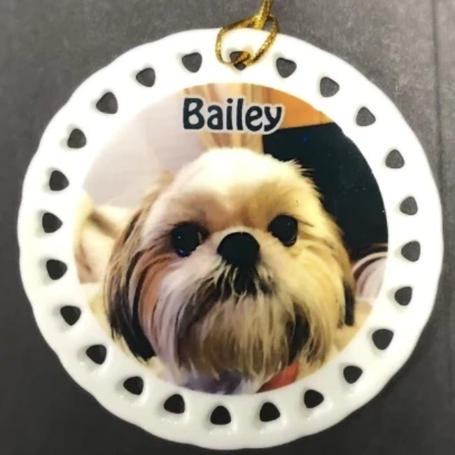 Custom Ceramic Pet Photo Christmas Ornament with Dog Photo Personalized Ornament with Your Pet's Photo | Enchanted Memories, Custom Engraving & Unique Gifts