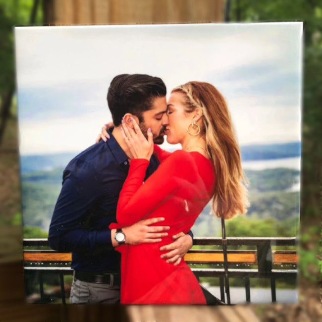 Custom personalized ceramic wedding photo tile plaque is the perfect one of a kind wedding or engagement gift for the happy couple.