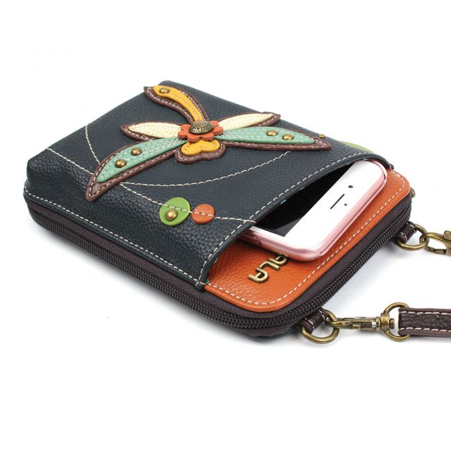 CHALA Crossbody Cell Phone Case/Wallet - Dragonfly - Enchanted Memories, Custom Engraving & Unique Gifts