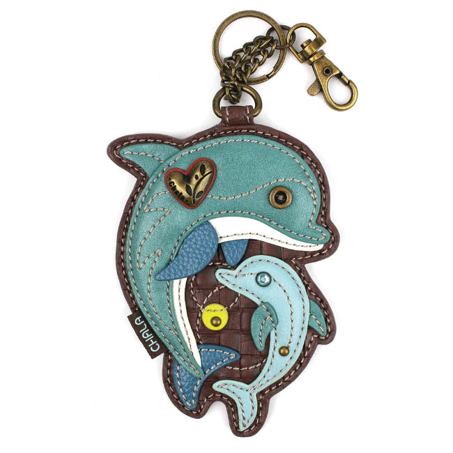 CHALA Dolphins Key Fob, Coin Purse, Purse Charm - Enchanted Memories, Custom Engraving & Unique Gifts