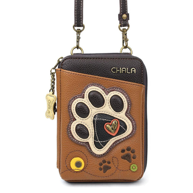 CHALA Crossbody Cell Phone Case/Wallet - Paw Print - Enchanted Memories, Custom Engraving & Unique Gifts