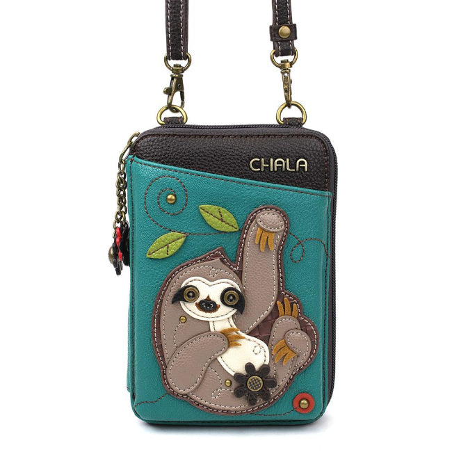 CHALA Crossbody Cell Phone Case/Wallet - Sloth - Enchanted Memories, Custom Engraving & Unique Gifts
