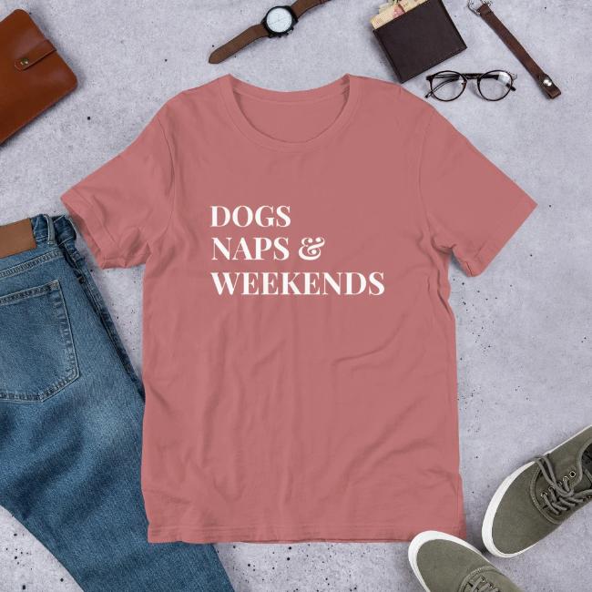 Dog Naps and Weekends Custom Salmon T-Shirt Dog Lovers Gift for Him or Her
