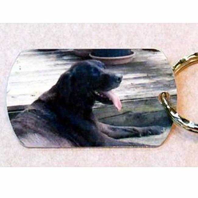 Custom Photo Dog Keychain with your best buddy imprinted into the aluminum for the perfect dog lovers keychain gift. - Enchanted Memories, Custom Engraving & Unique Gifts