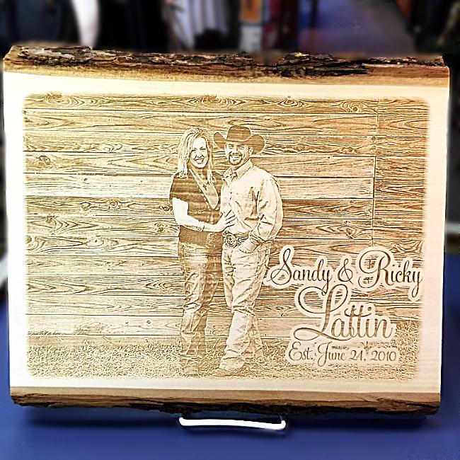 \Engraved Basswood Barkboard couples photo plaque perfect gift for a Wedding or Anniversary. Couples picture etched into wood.