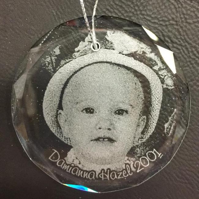 Engraved Crystal Baby's First Christmas Photo Ornament etched with your baby’s picture Personalized 1st Christmas Ornament | Enchanted Memories, Custom Engraving