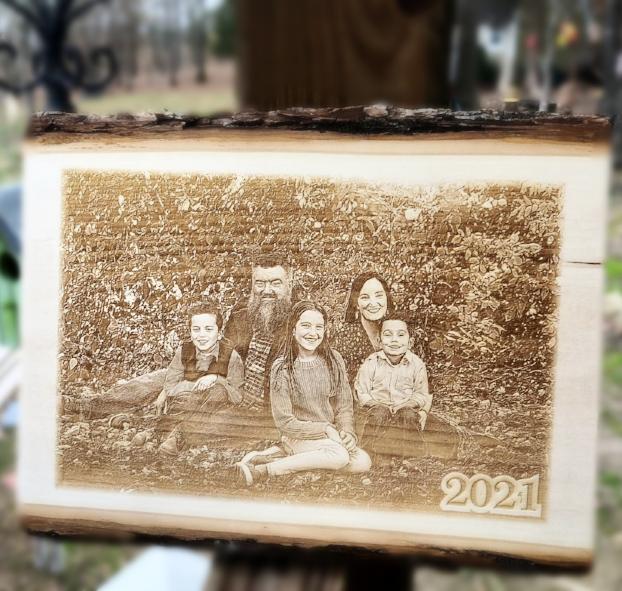 Custom Family Photo Plaque engraved in wood for housewarming or anniversary gift | Enchanted Memories