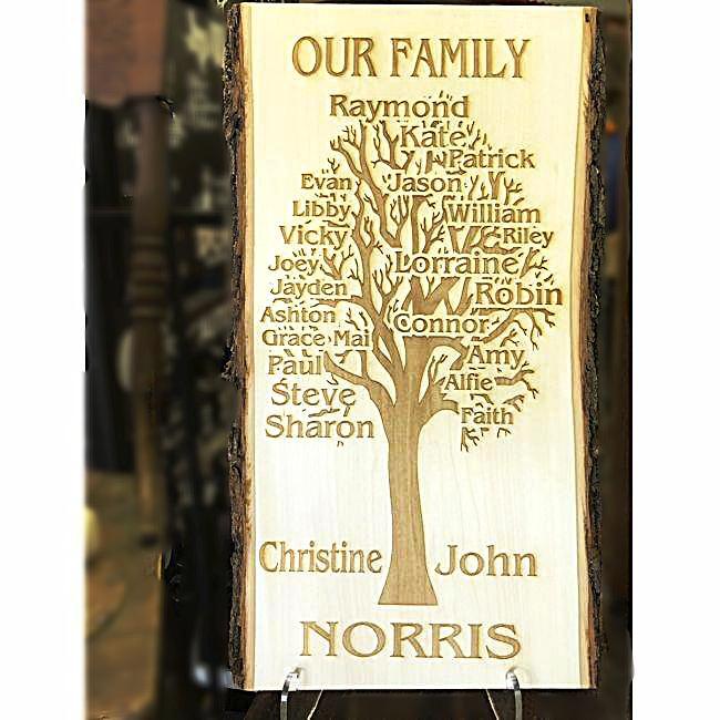 Engraved Family Tree Plaque Custom Made With Everyone In Your Family Personalized in Wood Family Heirloom | Enchanted Memories, Custom Engraving & Unique Gifts
