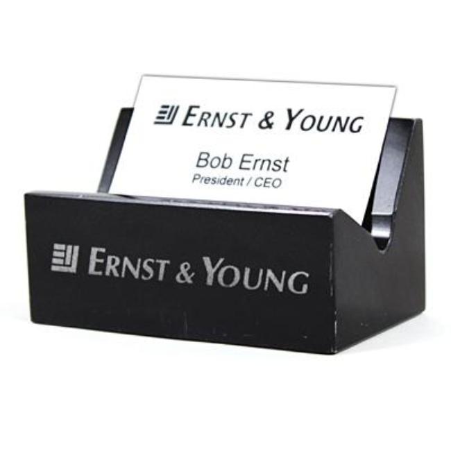 Engraved Marble Business Card Holder for Desk Corporate Logo Etched with Name and Title