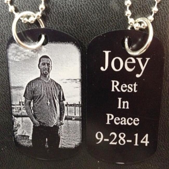Engraved Memorial Photo Dog Tag Keychain or Necklace Pendant with Photograph of Loved One