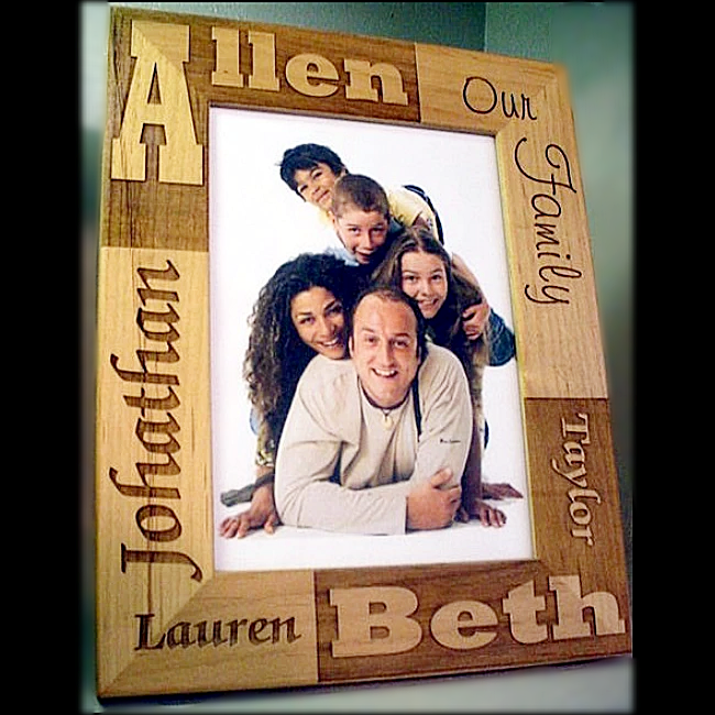 Engraved Wooden Picture Frame for Family Photograph Personalized for You with Family Name