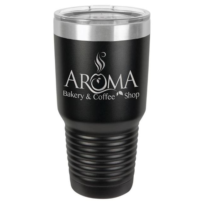 Engraved Yeti Style Insulated Tumbler Mug Stainless Steel Black with Logo and Name