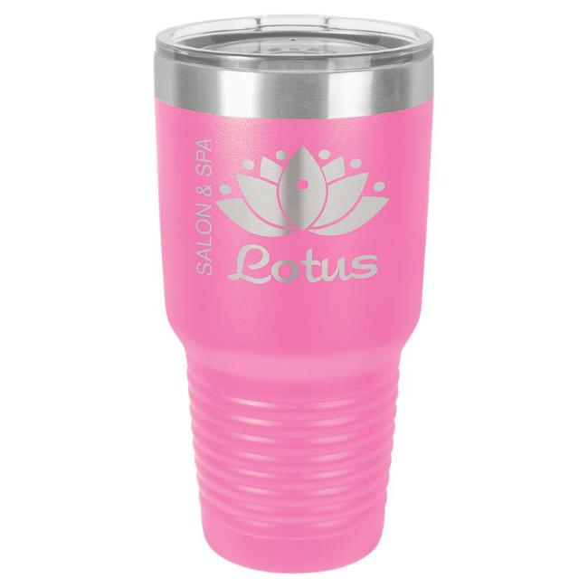 Engraved Yeti Style Insulated Tumbler Mug Stainless Steel Pink with Logo and Name