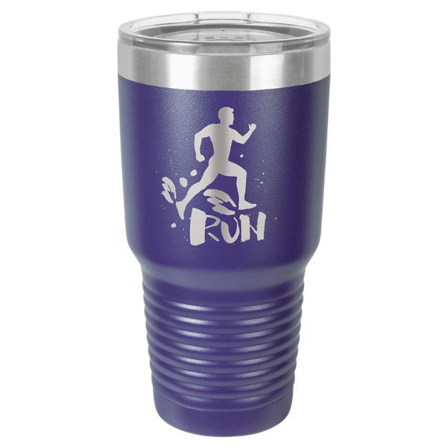 Engraved Yeti Style Insulated Tumbler Mug Stainless Steel Purple with Logo and Name