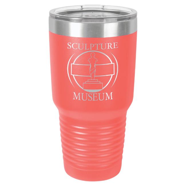 Engraved Yeti Style Insulated Tumbler Mug Stainless Steel Salmon Coral with Logo and Name