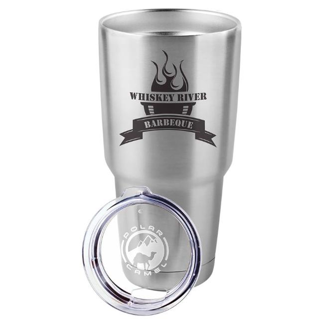 Engraved Yeti Style Insulated Tumbler Mug Stainless Steel Silver with Logo and Name