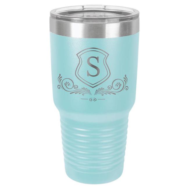 Engraved Yeti Style Insulated Tumbler Mug Stainless Steel Teal with Logo and Name