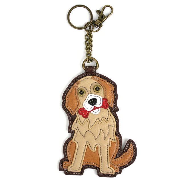 CHALA Golden Retriever Key Fob, Coin Purse, Purse Charm - Enchanted Memories, Custom Engraving & Unique Gifts