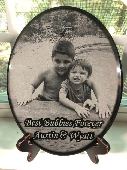Marble Memorial Photo Plaque Oval - Enchanted Memories, Custom Engraving & Unique Gifts