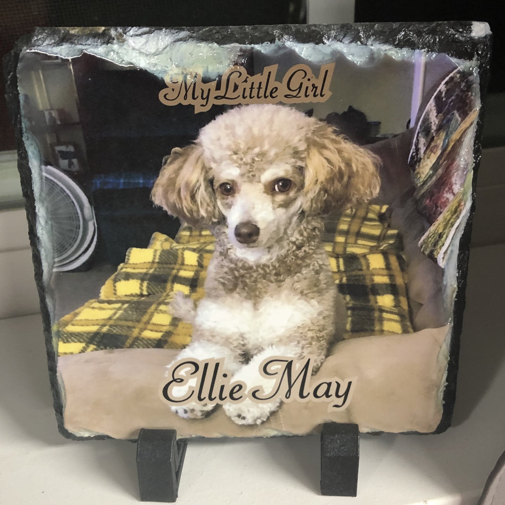 Pet Photo Slate Plaque - Enchanted Memories, Custom Engraving & Unique Gifts