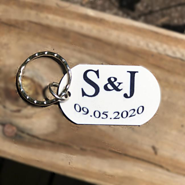 Personalized Engagement Wedding Anniversary Keychain with your special date