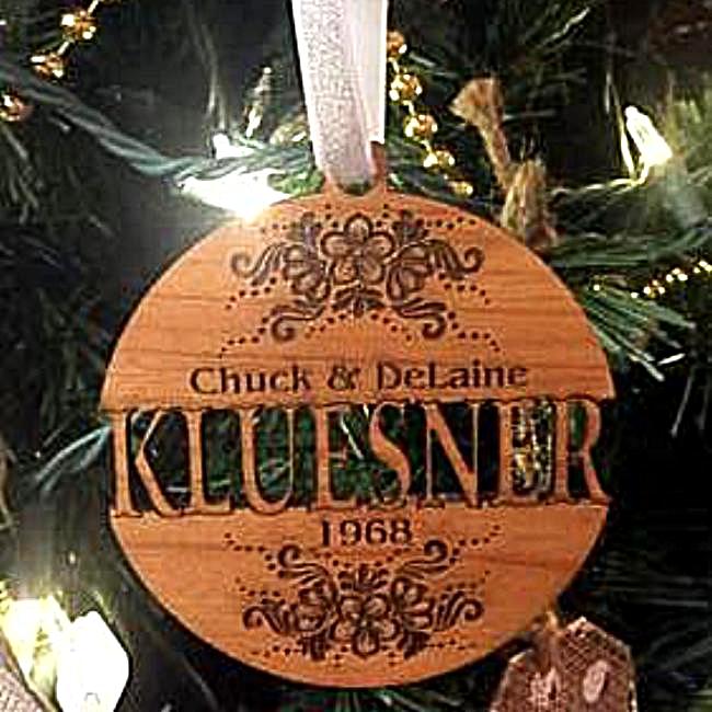 Personalized Wooden Anniversary Christmas Ornament with Name and Date Special Engraved Wedding Ornament for Couple