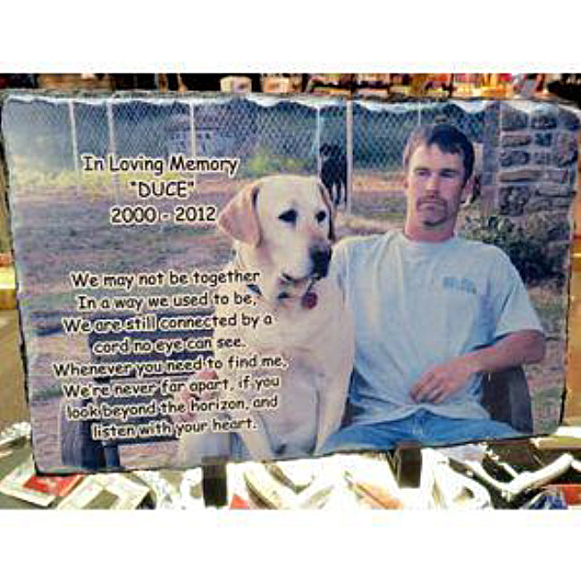 Pet Memorial Photo Slate Plaque in Loving Memory Animal Sympathy Gift - Enchanted Memories, Custom Engraving & Unique Gifts