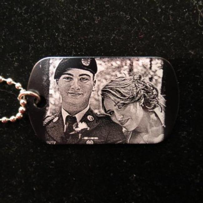 Photo Engraved Custom Dog Tag Necklace Pendant with Photograph for Couples Wedding or Anniversary