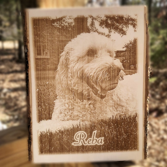 Photo engraved dog photo memorial plaque etched with your favorite photo of your furbaby. 