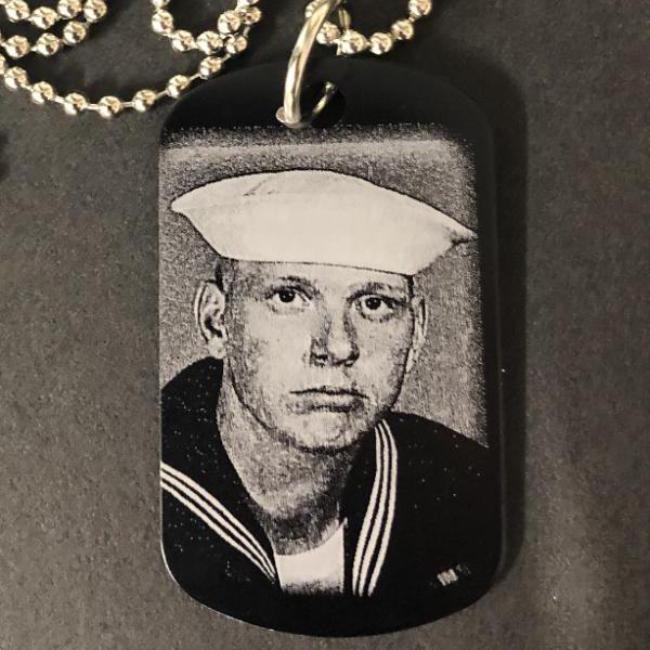 Photo Engraved Military Dog Tag Keychain Necklace with Picture Etched