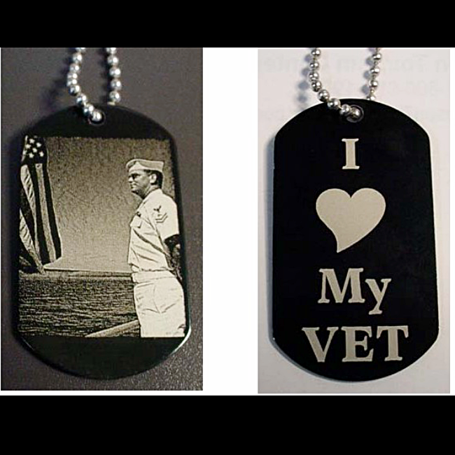 Photo Engraved Military Dog Tag Keychain Necklace with Picture Etched
