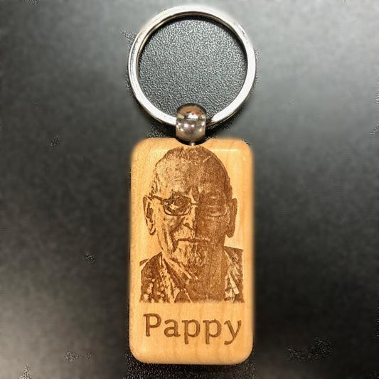 Custom and Personalized Wooden Keychain with your special picture. What a beautiful and affordable memorial gift