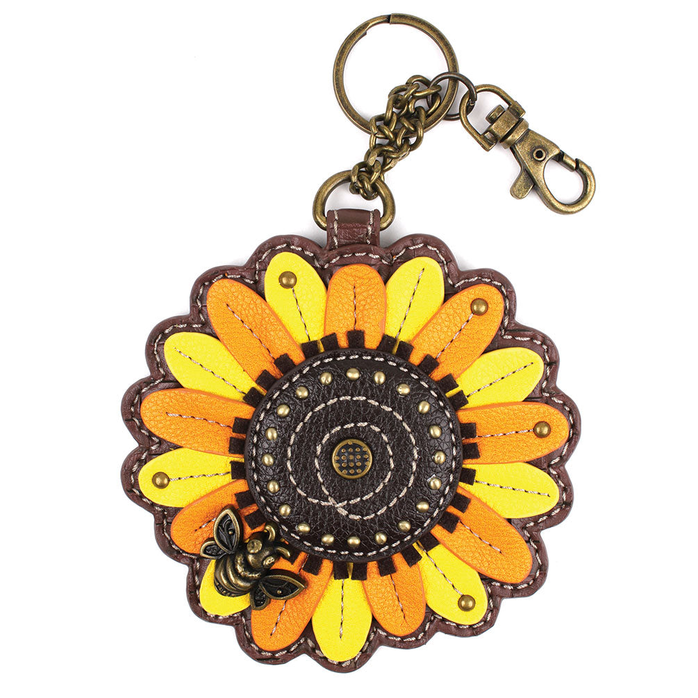 CHALA Sunflower Key Fob, Coin Purse, Purse Charm - Enchanted Memories, Custom Engraving & Unique Gifts