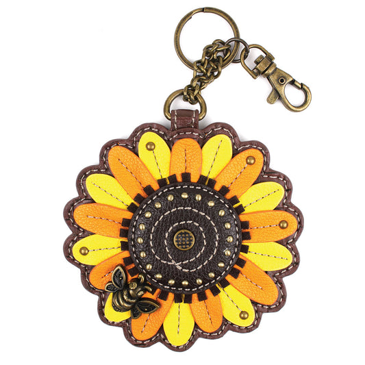 CHALA Sunflower Key Fob, Coin Purse, Purse Charm - Enchanted Memories, Custom Engraving & Unique Gifts