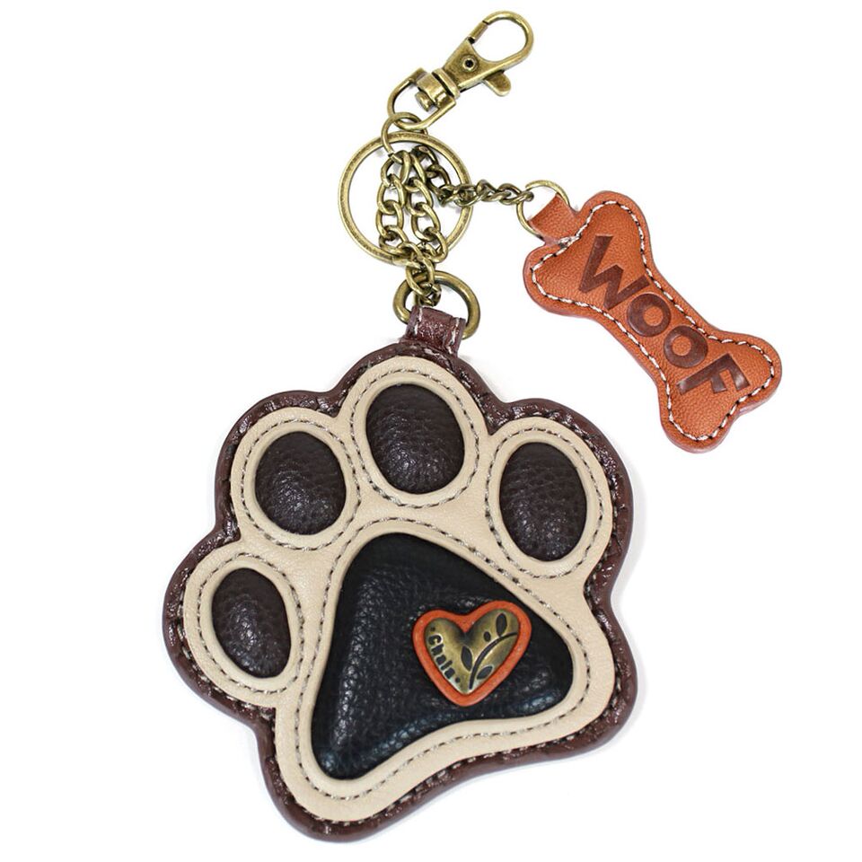 CHALA Paw Print Ivory Key Fob, Coin Purse, Purse Charm - Enchanted Memories, Custom Engraving & Unique Gifts